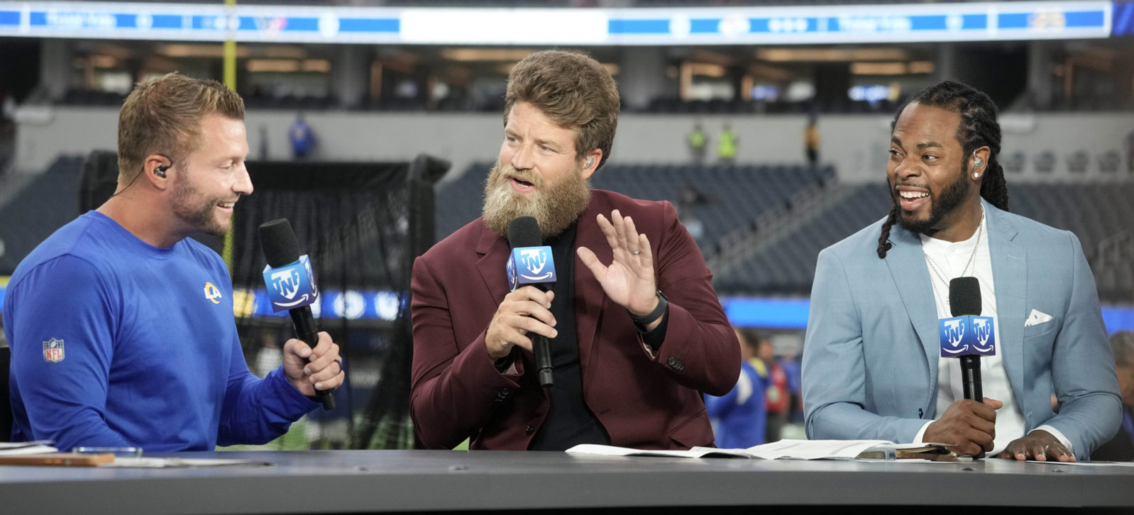 Sean McVay being interviewed by Richard Sherman during TNF