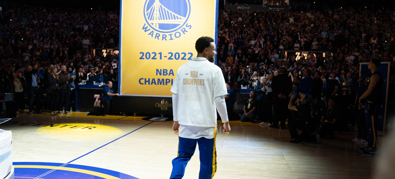 Steph Curry During Ring Night at Warriors game