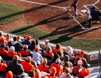 Aerial view of a Clemson baseball game 