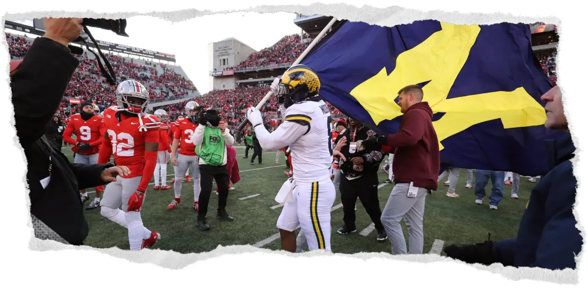 Michigan Players trying to plant flag after Ohio State game