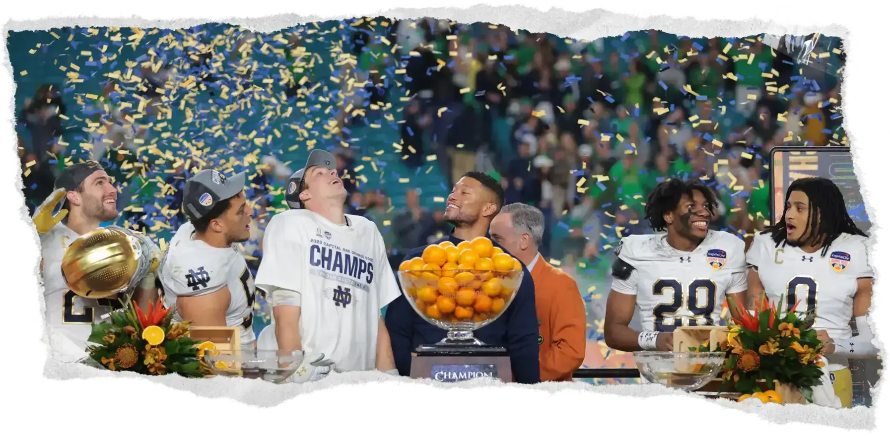 Notre Dame celebrating Orange Bowl victory