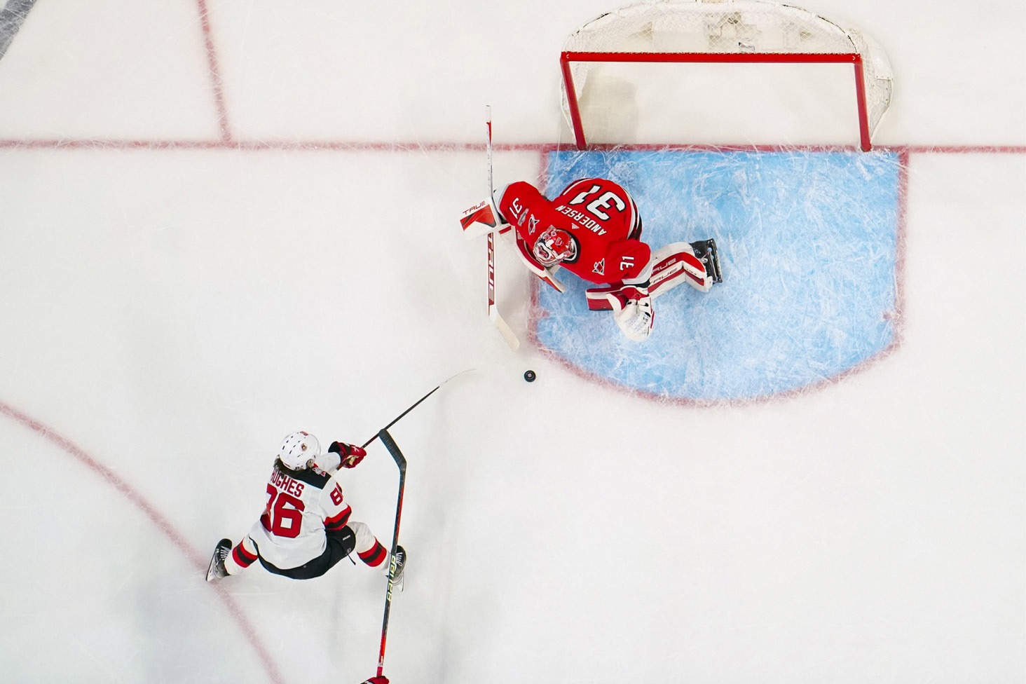 Overhead image of a goal in NHL