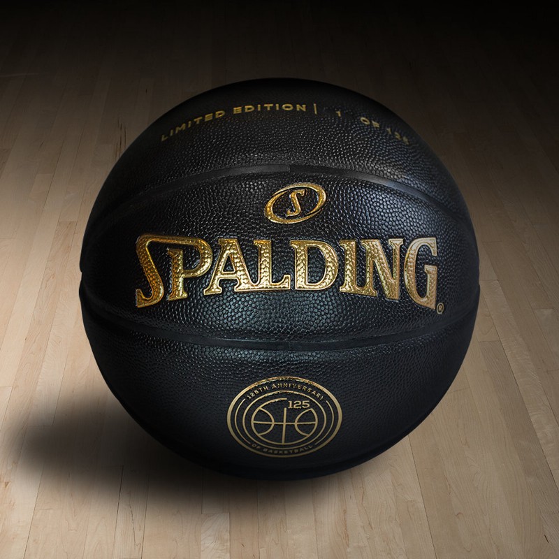 A look at one of the 125 limited-edition commemorative SPALDING® basketballs, which will be featured on the brand’s Facebook, Twitter, Instagram, and Spalding.com sites throughout the month of December. Image via Spalding