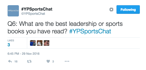 @YPSportsChat has a weekly twitter chat, Tuesdays 9PM EST. Image via Dawon Baker