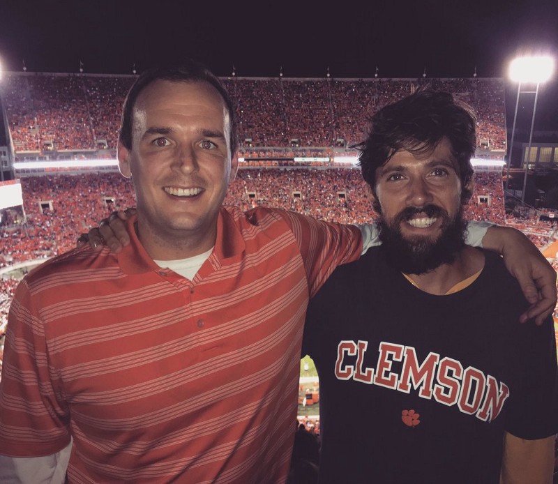 Yoho (left) received his master's degree in higher education from Clemson in 2011. (Photo via Miller Yoho)