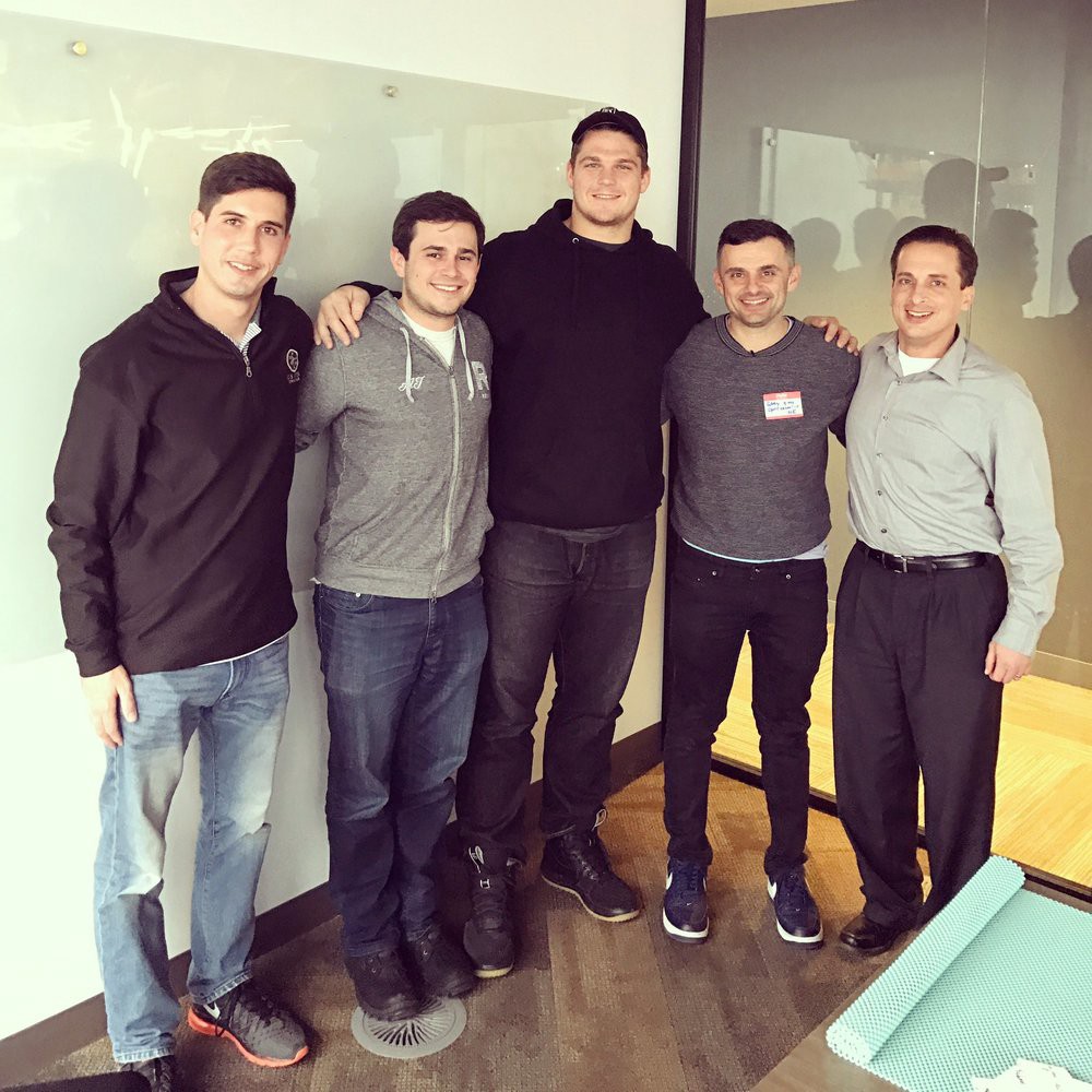 VaynerSports and client Jon Toth (from left to right: McLaughlin, AJ, Toth, Gary, Williams) Image via McLaughlin
