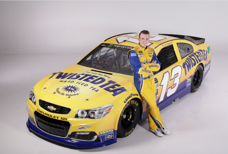 Ty Dillon stands beside his #13 Twisted Tea Chevrolet. Photo from Foxsports.com via Dillon's Twitter account.