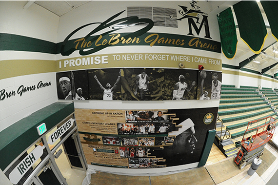 A view of one of the walls paying tribute to the St. V’s Alum. Photo via St. Vincent St. Mary.