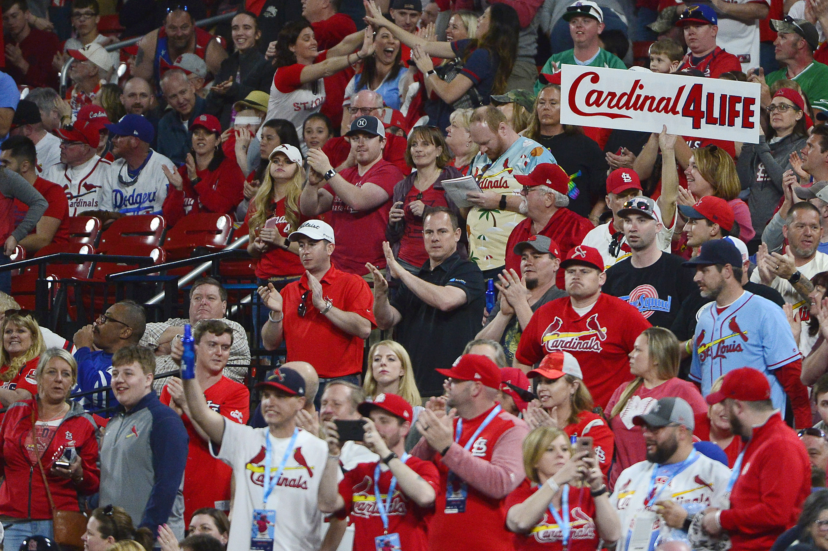 Woman flashes Jumbotron during Cardinals game in St. Louis