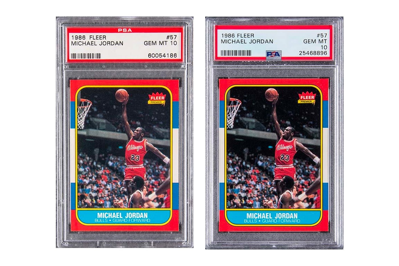 Michael Jordan trading cards fetched a high price.