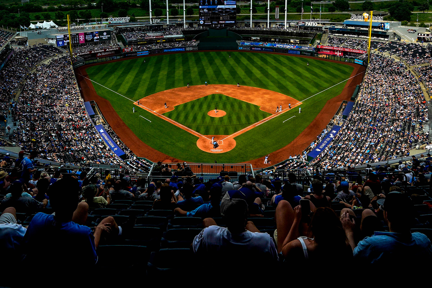 Scooping baseballs from the fountain at Kauffman Stadium 