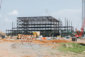 Partially built structure at Rock Hill Development, the proposed new practice facility of the Carolina Panthers