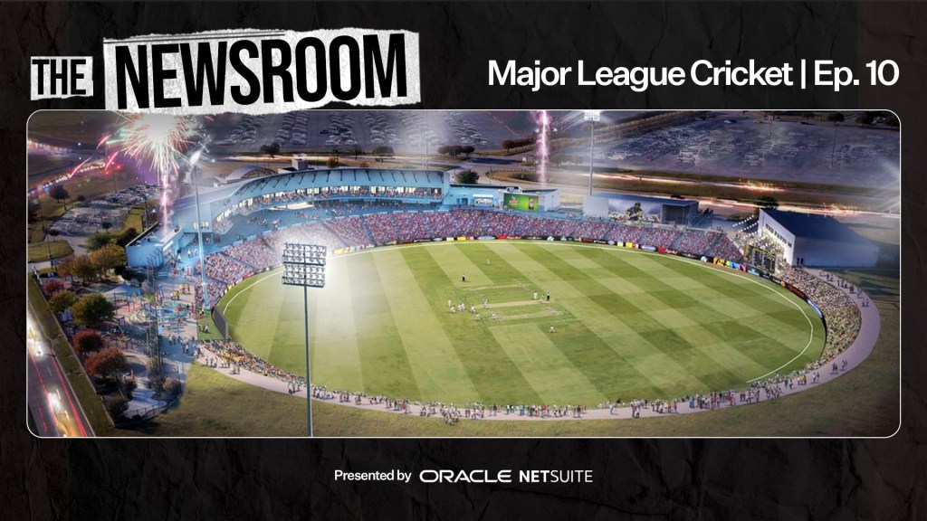 Advertisement for an episode of The Newsroom focusing on Major League Cricket