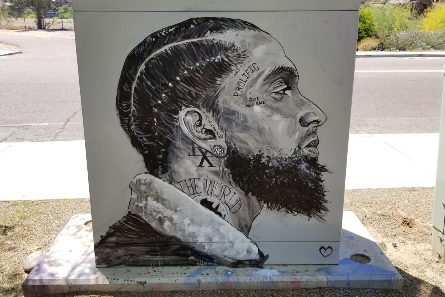 Artwork portrait of late Los Angeles rapper Nipsey Hussle