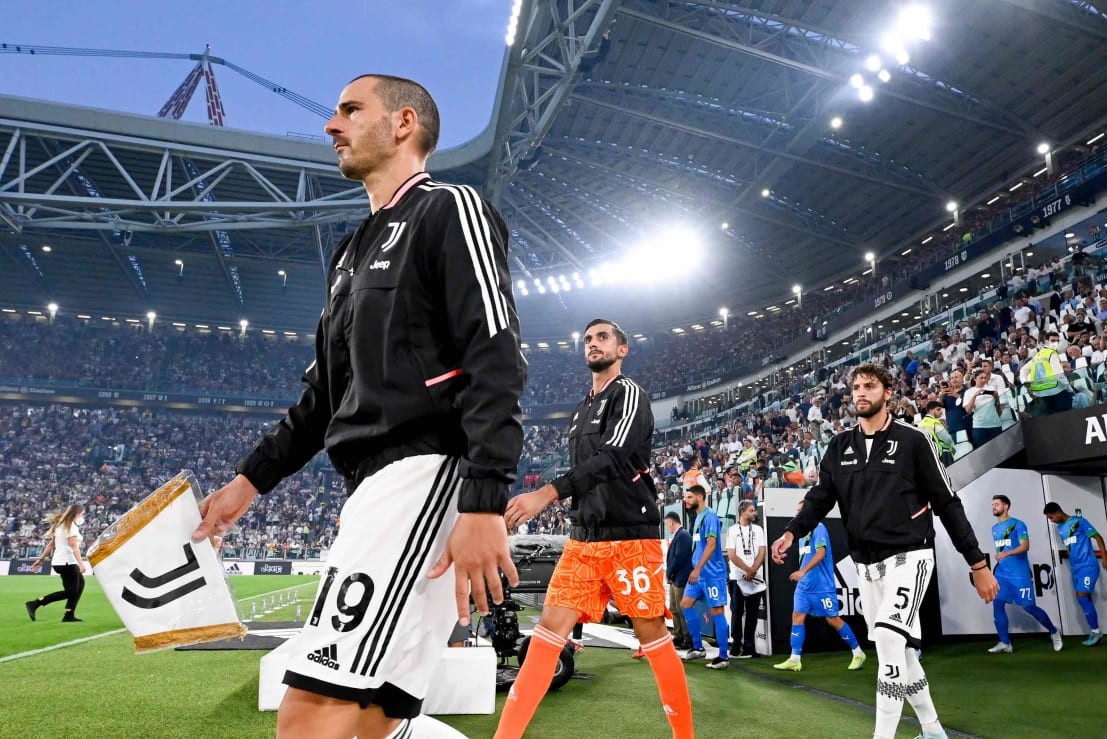 Juventus' captain Leonardo Bonucci leads team out of tunnel ahead of game