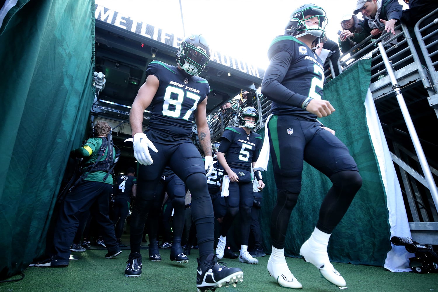 New York Jets leaving tunnel before game