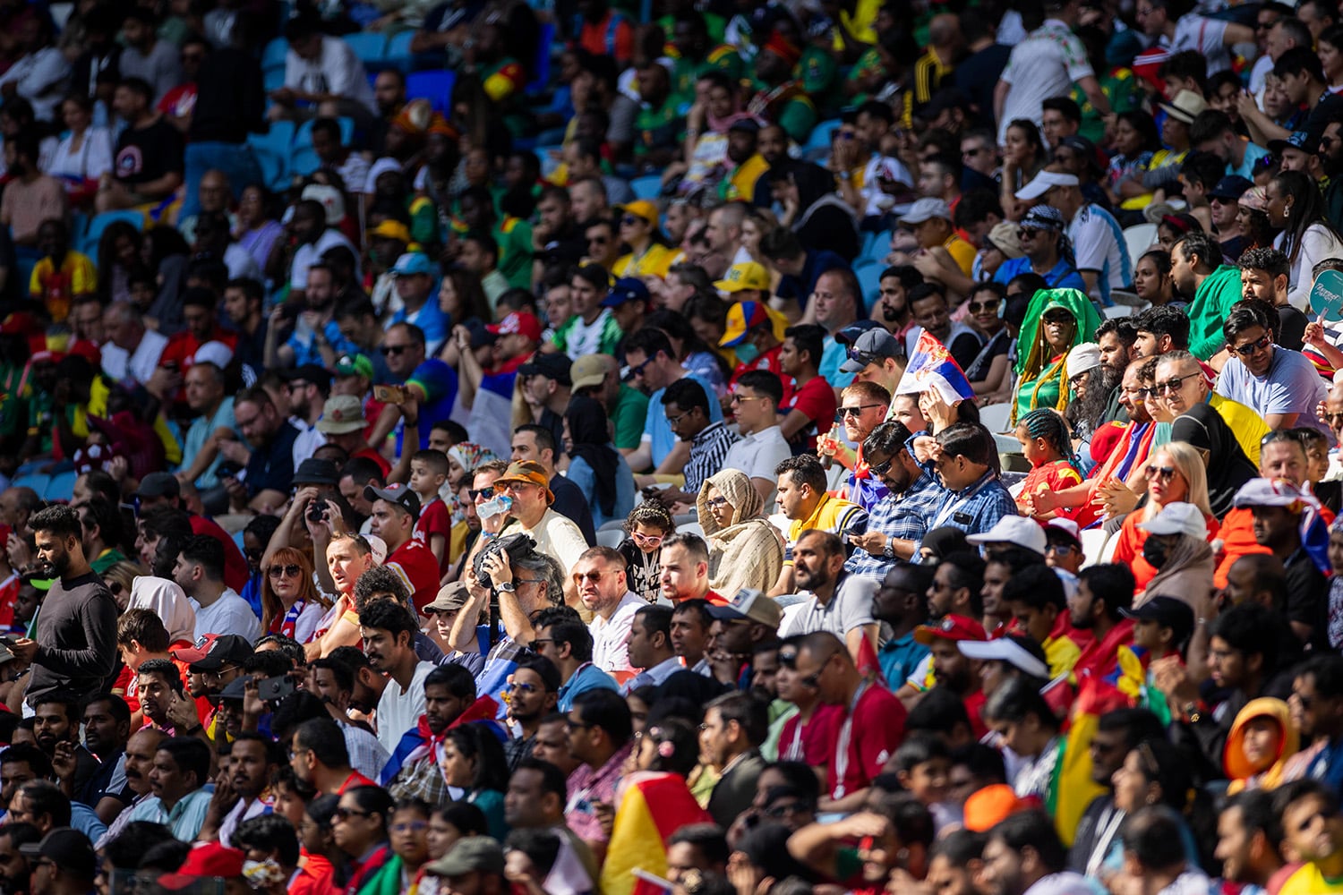 Fans watch World Cup match from stands
