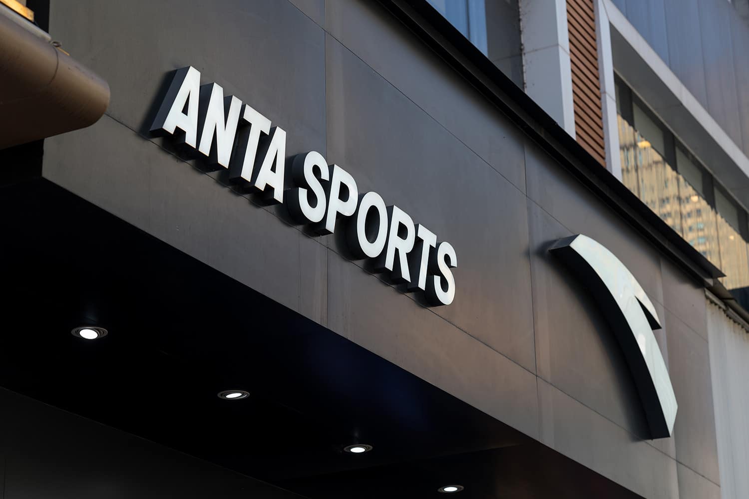 Anta Sports logo on side of building