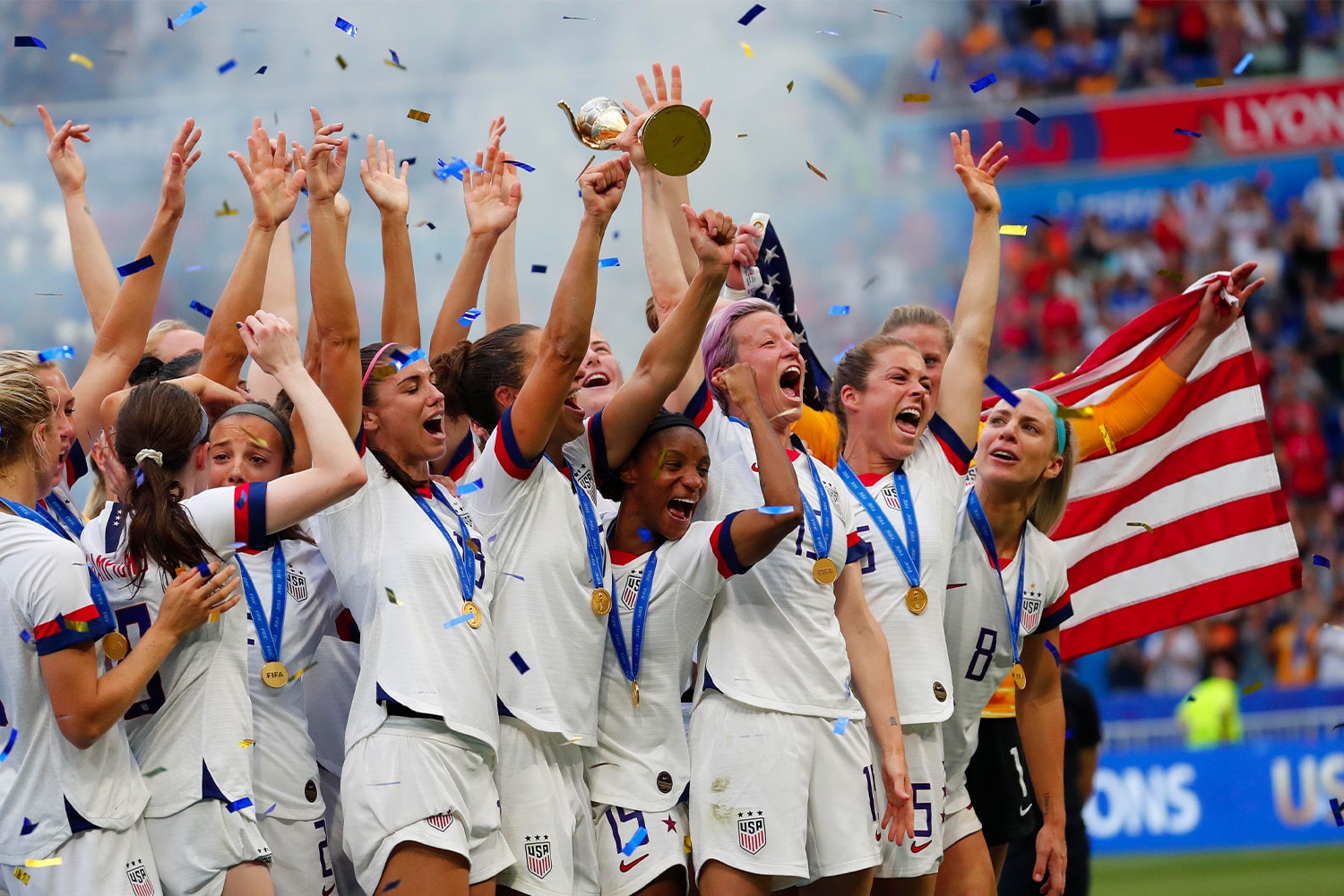 USWNT celebrates after winning tournament