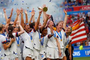USWNT celebrates after winning tournament