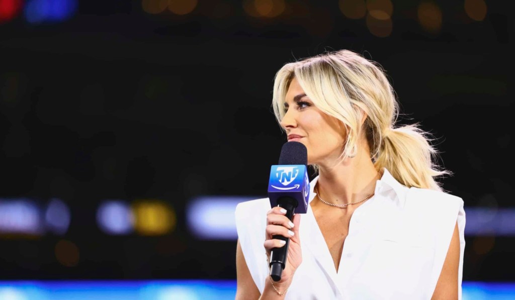 Sports anchor Charissa Thompson reporting for Amazon's coverage of Thursday Night Football