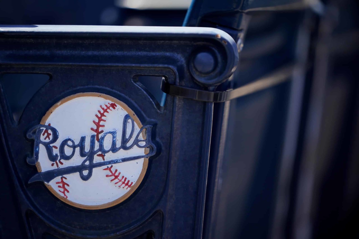 Kansas City Royals logo on chairs in ball park