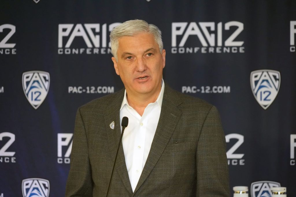 Commissioner George Kliavkoff talks at PAC 12 media day