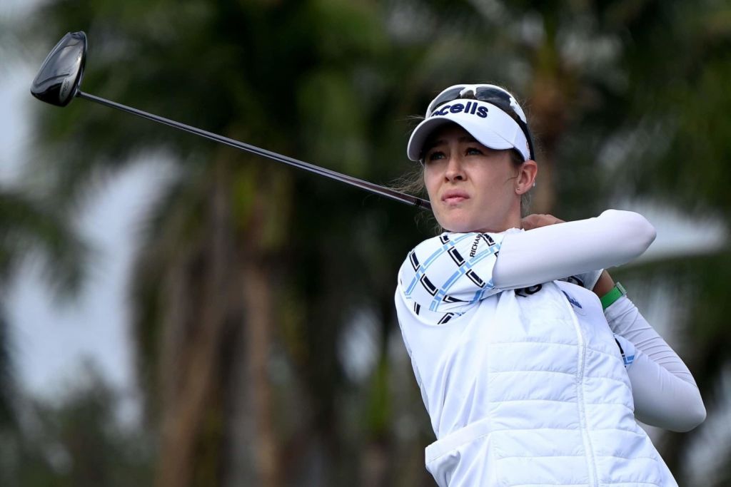 Woman tracks shot while playing in the LPGA tour 