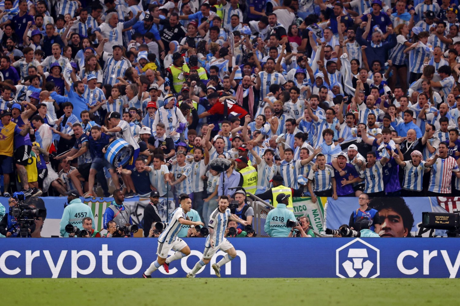 Argentina fans celebrate after their teams scores in the World Cup final
