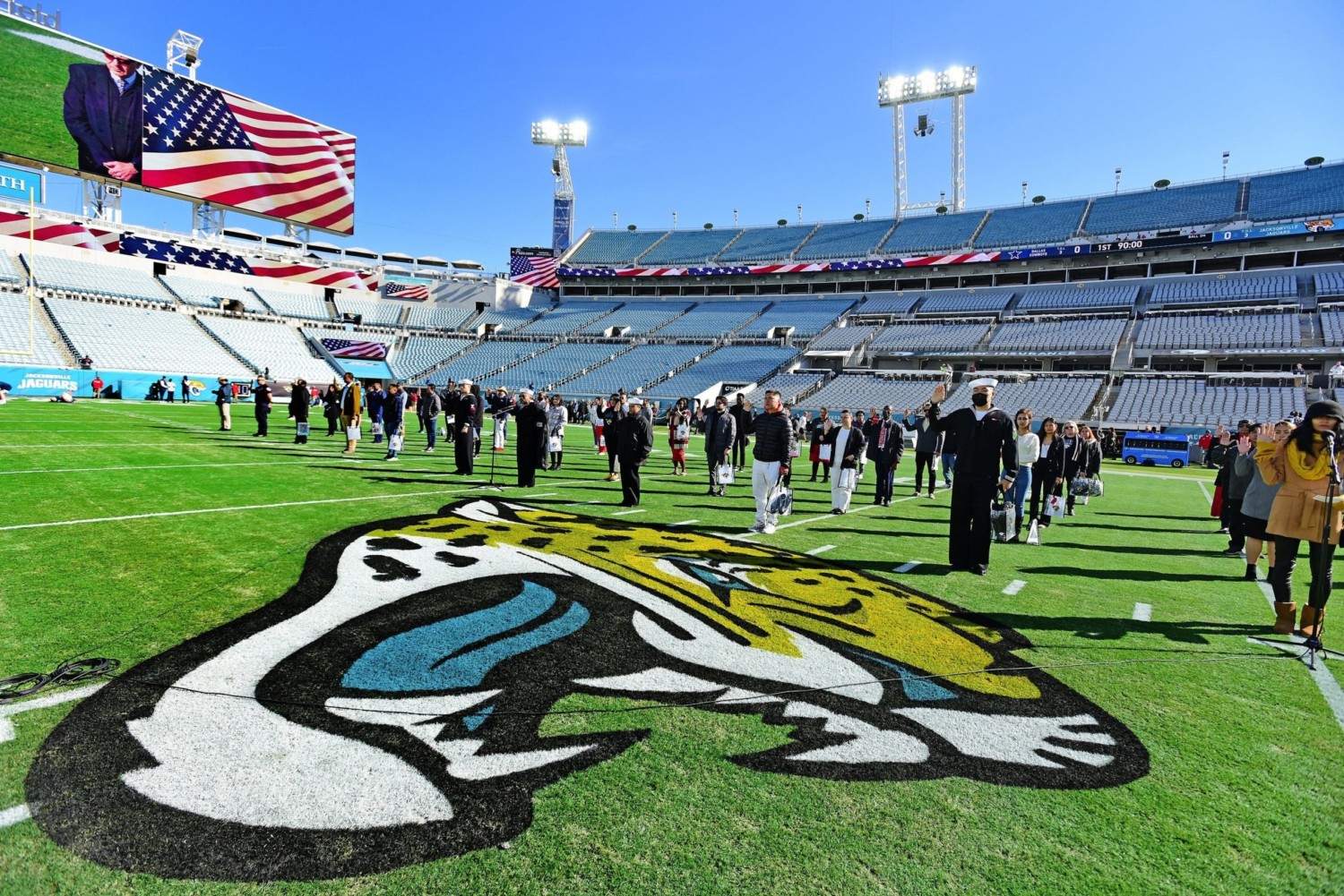 Military salute at Jacksonville Jaguar's TIAA Bank Field