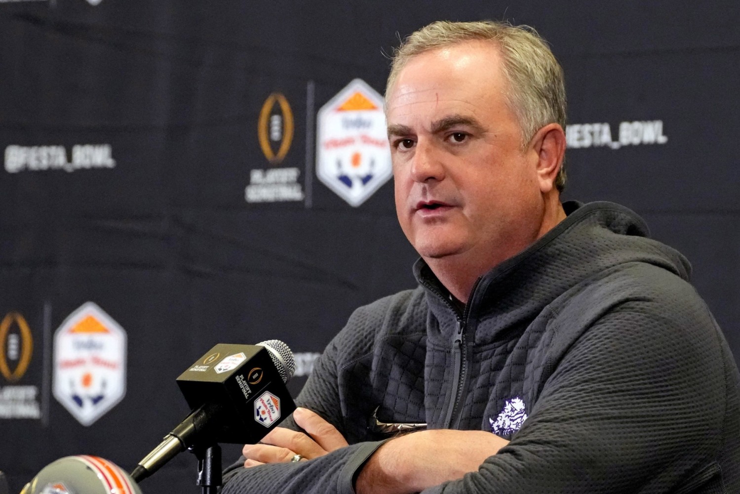 TCU football head coach Sonny Dykes speaks to media 