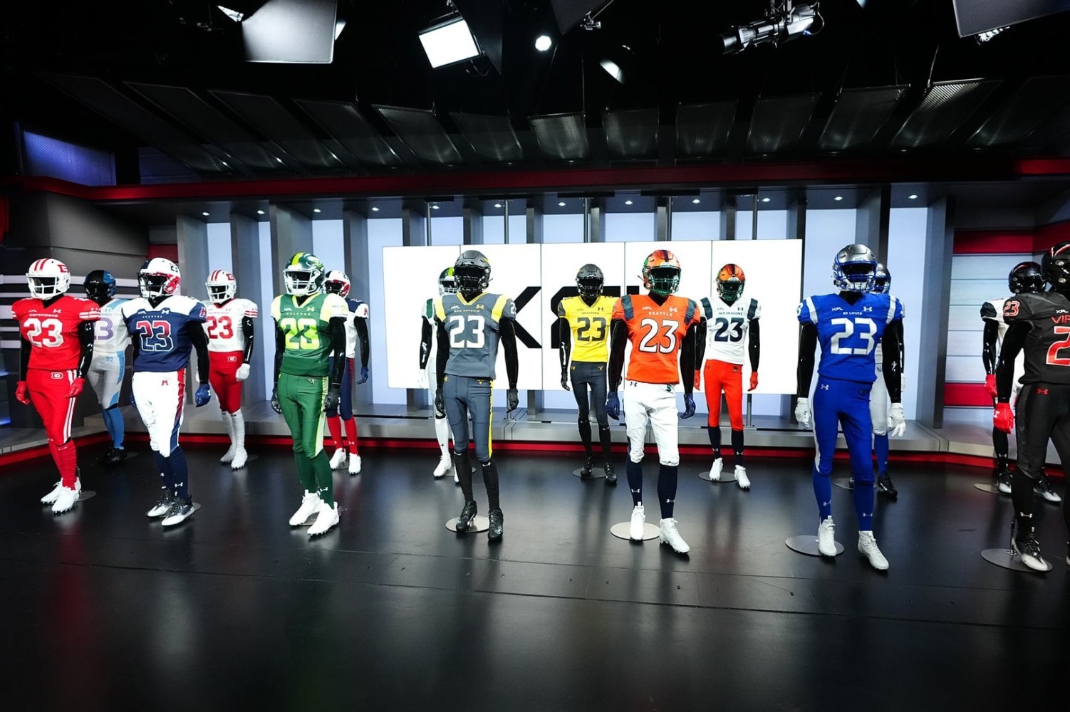 Mannequins showing off new jerseys for upcoming XFL season