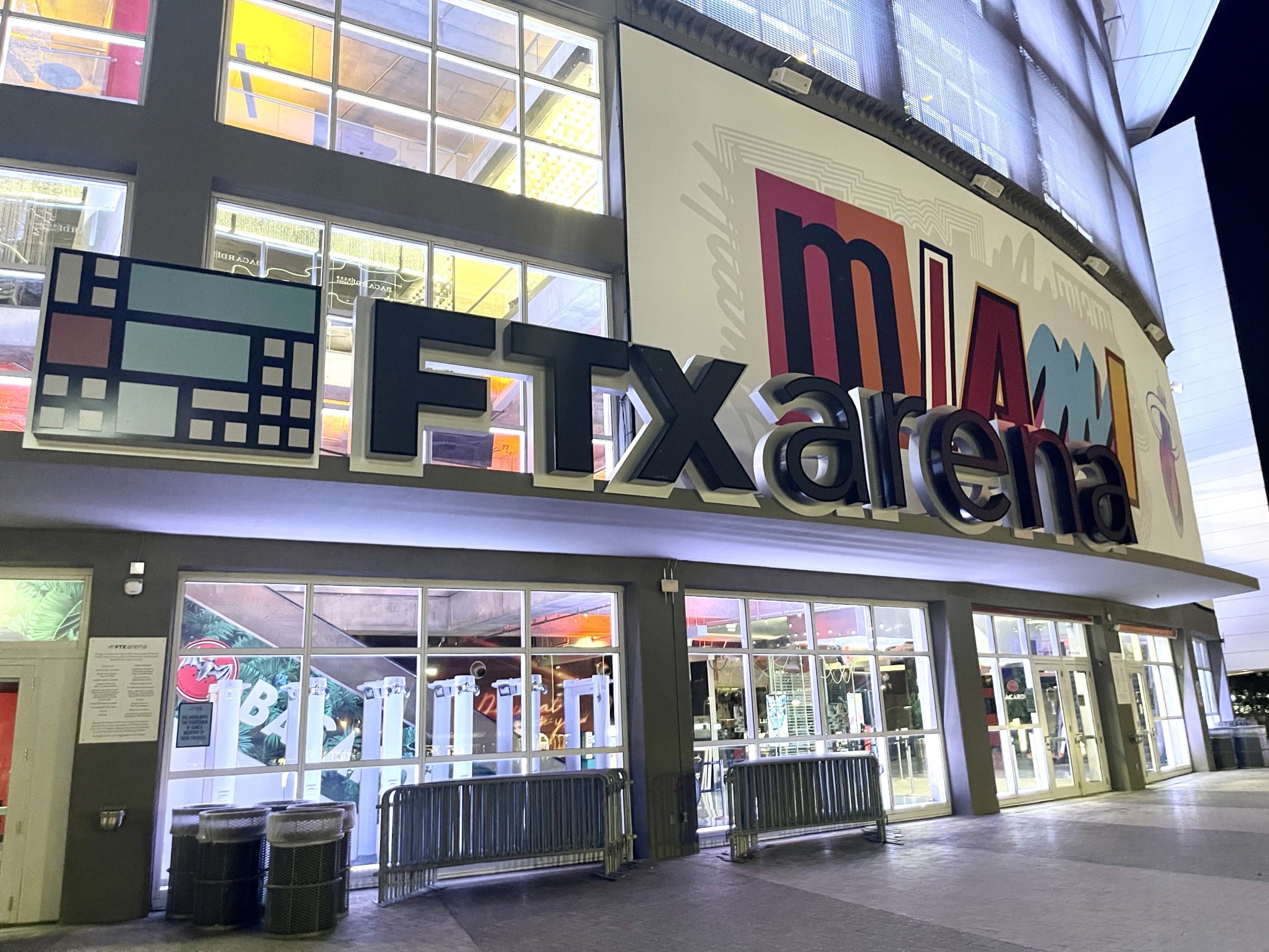 FTX brand advertisement on exterior of stadium in Miami