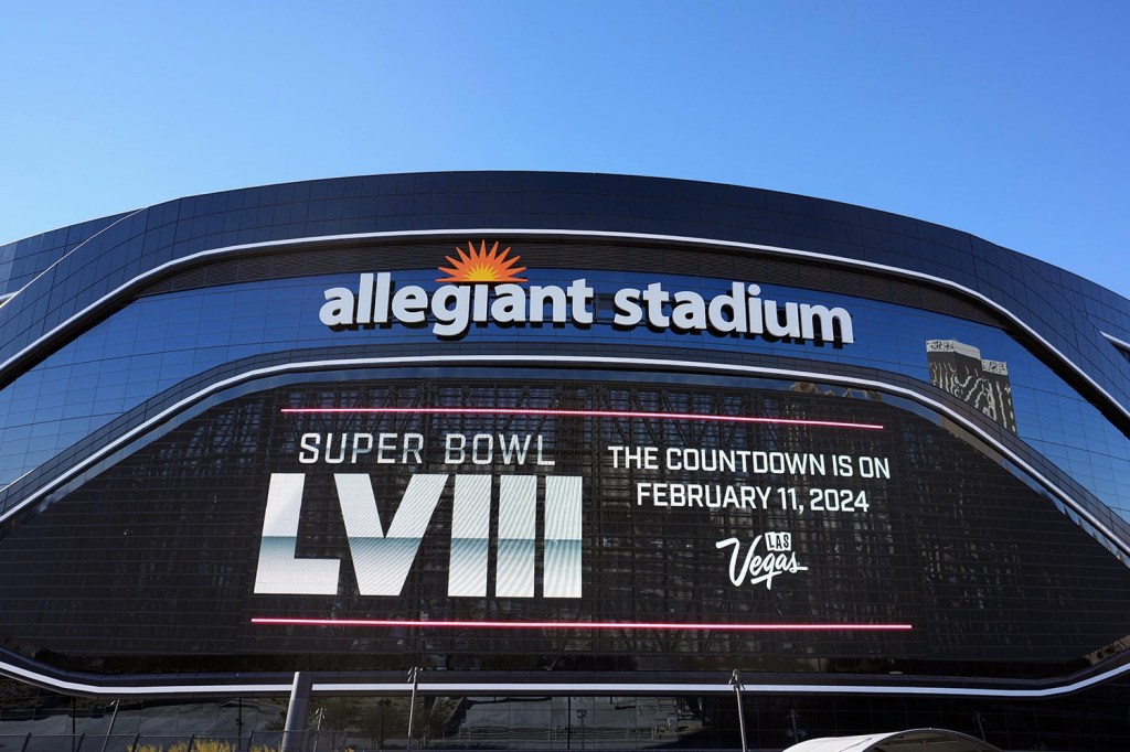 Super Bowl LVIII site Allegiant Stadium in Las Vegas.
