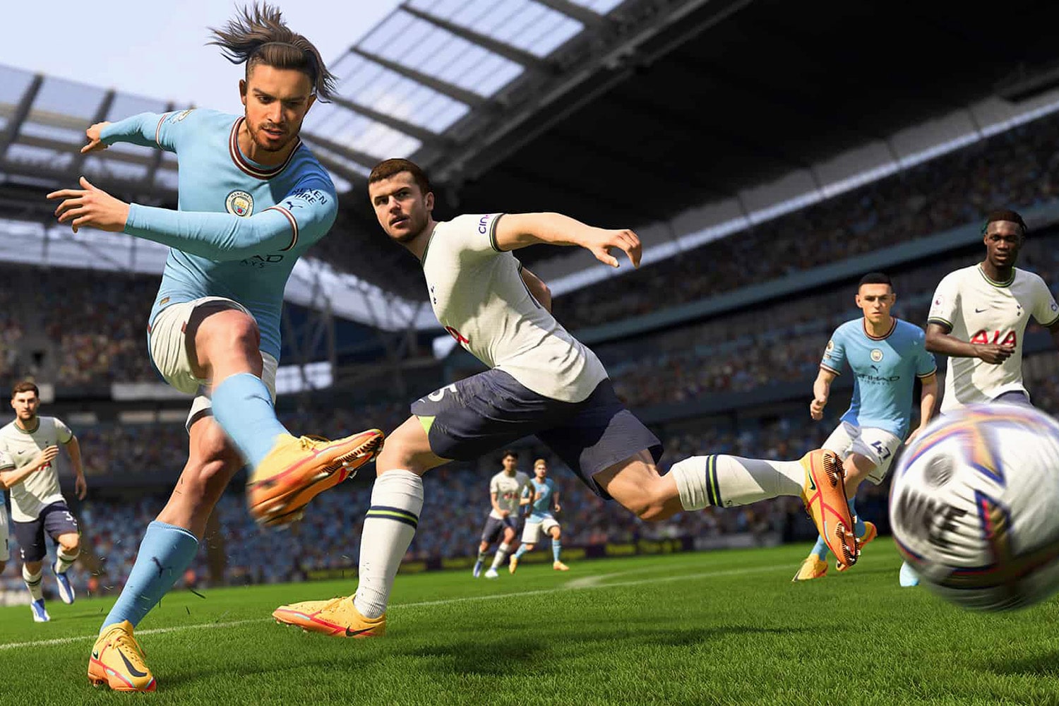 Premier League action shown in EA Sports FIFA 23.