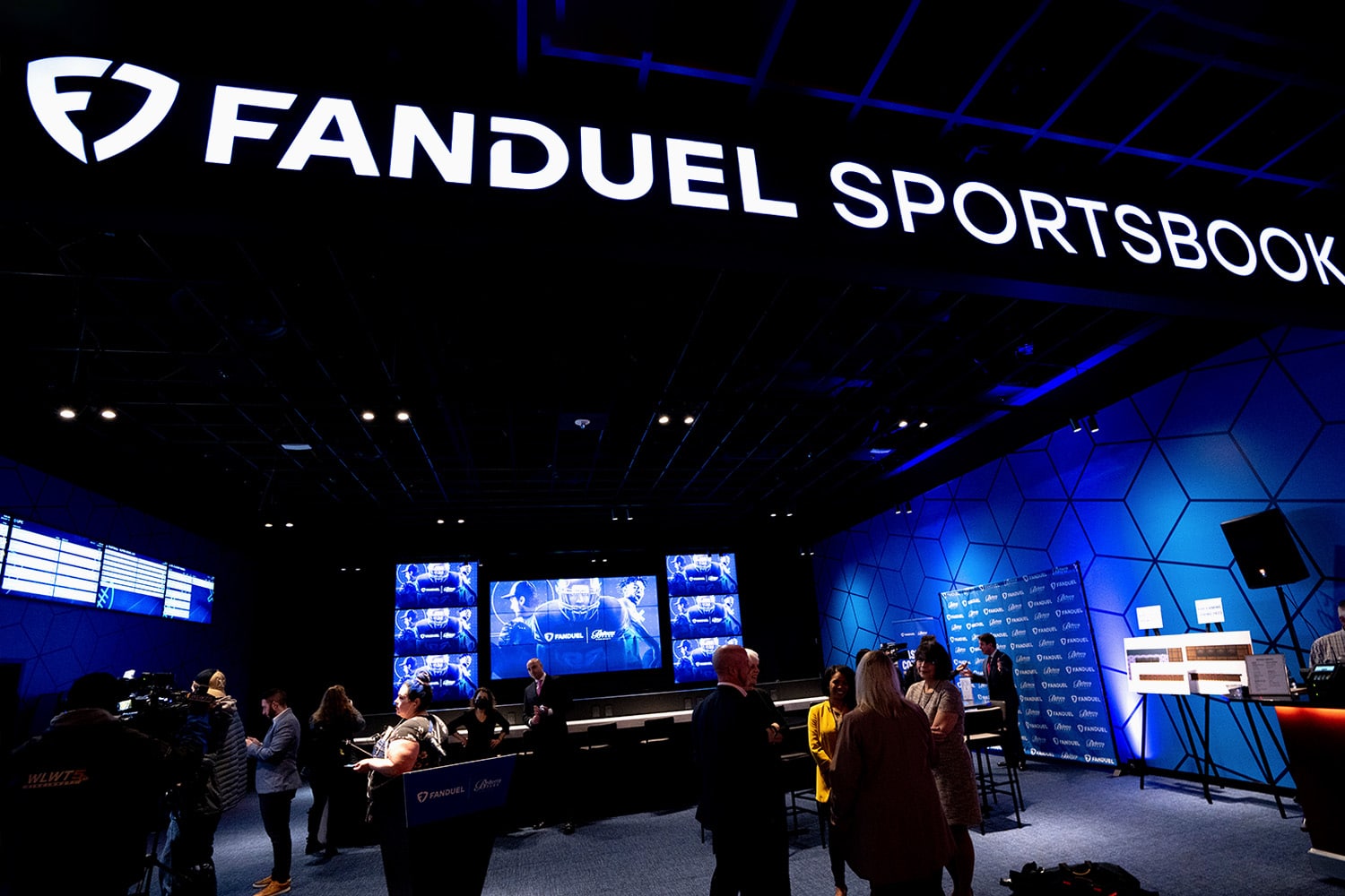 A view of a FanDuel sportsbook location.