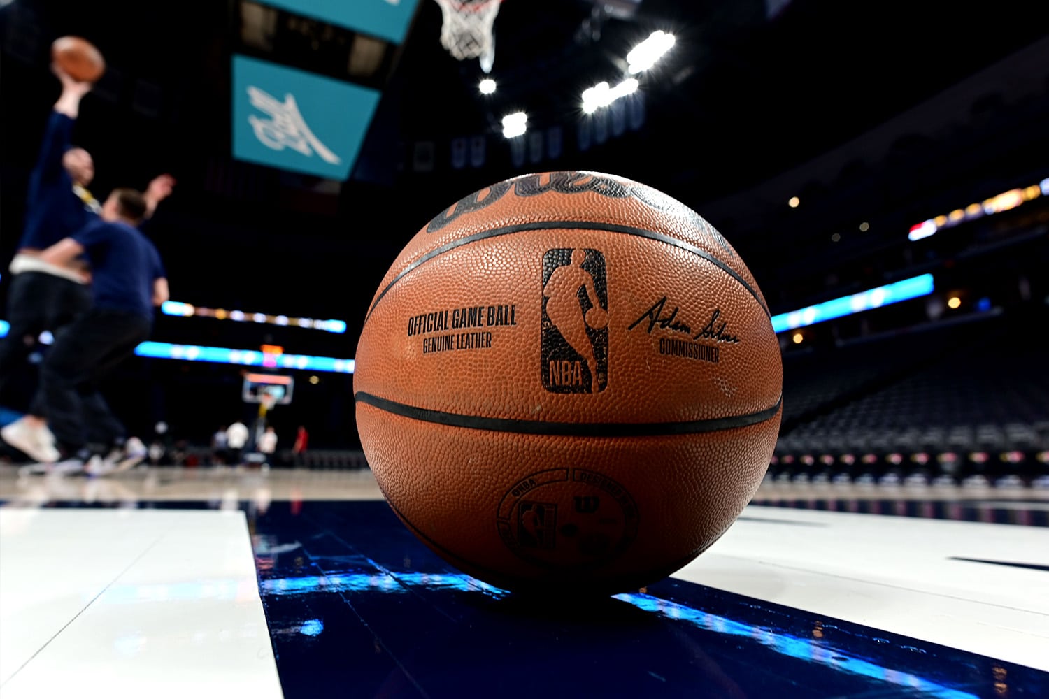 A general view of an NBA basketball before a game.