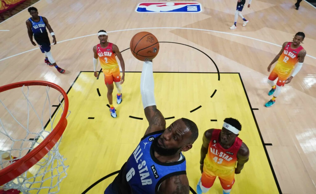 LeBron James slams ball during the lowest rated NBA-All Star Game.