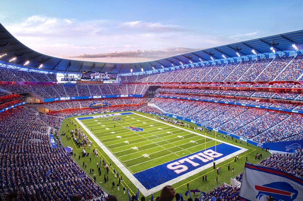 An artistic rendering of the new proposed Buffalo Bills stadium.