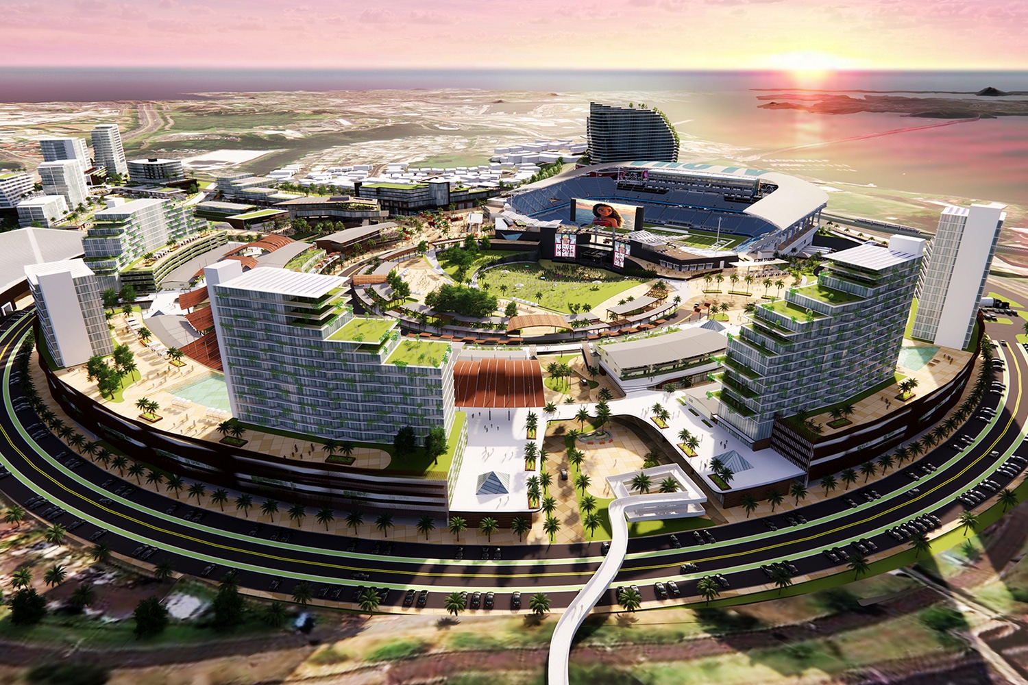 Artistic rendering of the New Aloha Stadium Entertainment District.