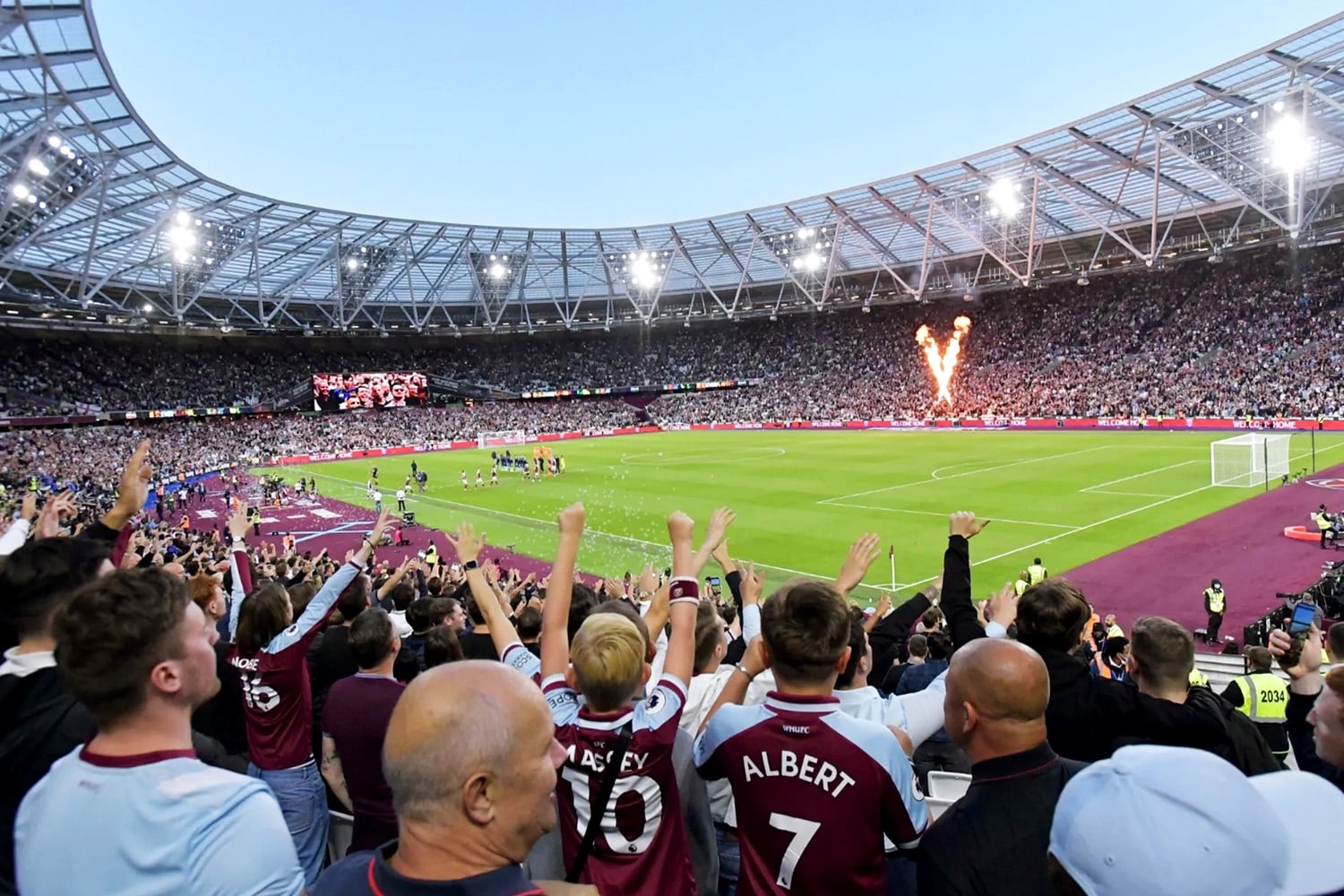 A view of fans inside London Stadium before a West Ham United home match.