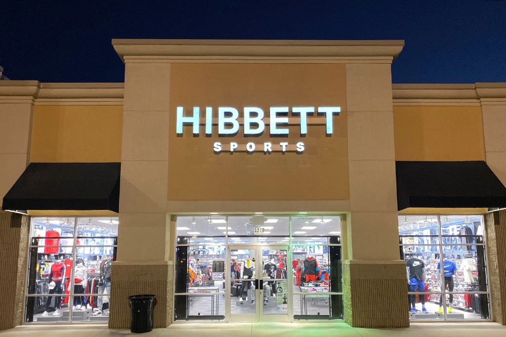 View of a Hibbett Sports storefront.
