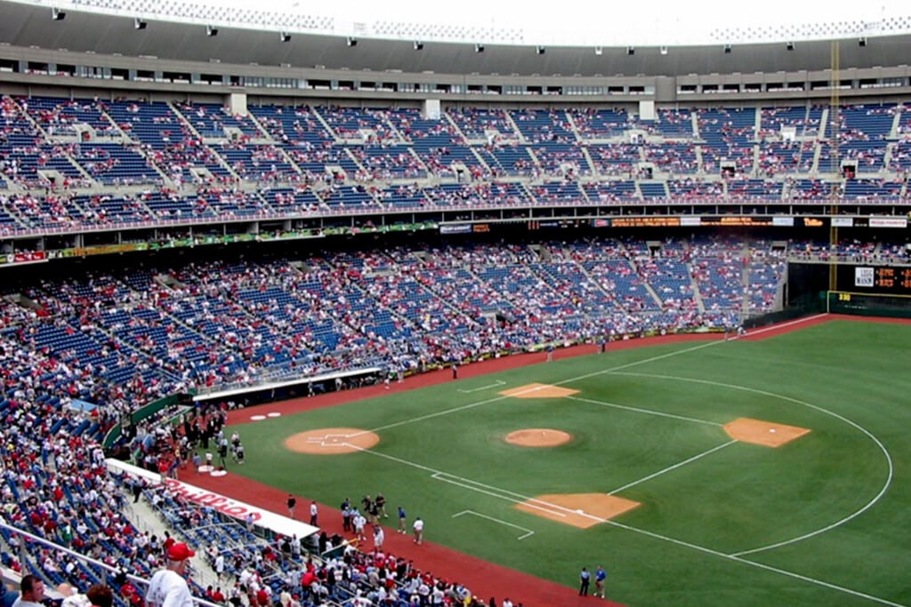 A view of Veterans Stadium in Philadelphia during the Phillies final home game on , September 28, 2003.