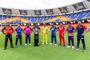 IPL team captains pose together before the start of the 2023-24 season
