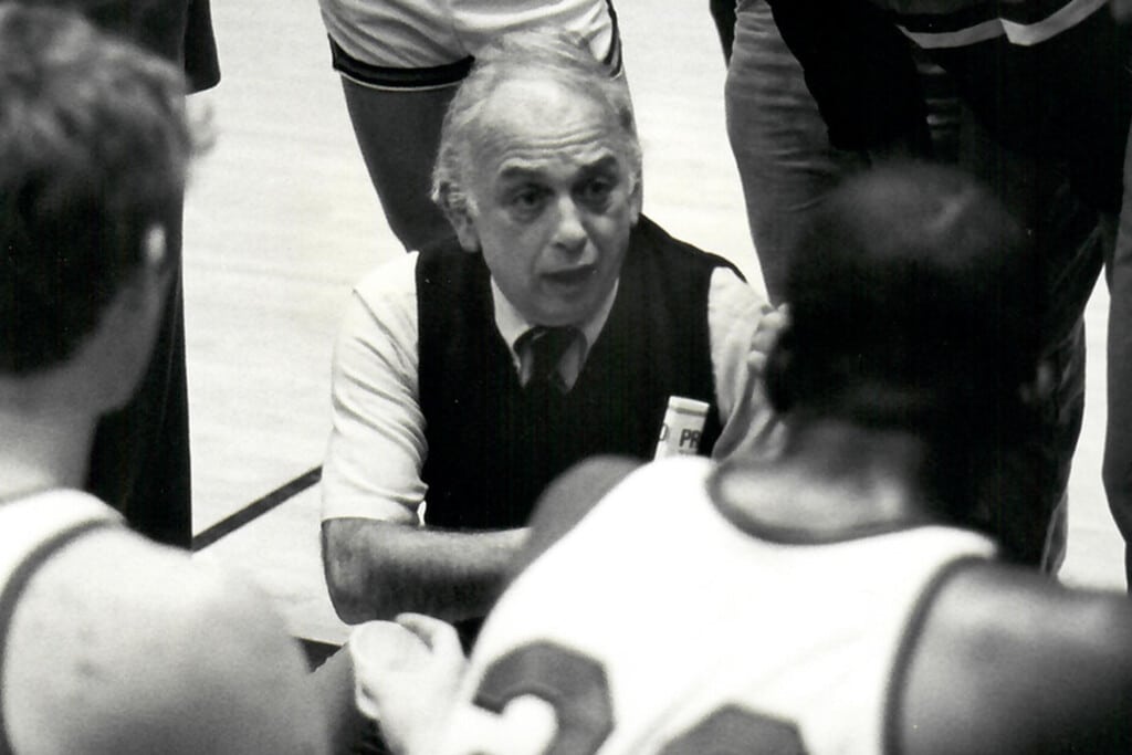 Legendary coach Pete Carril coaching for Princeton.