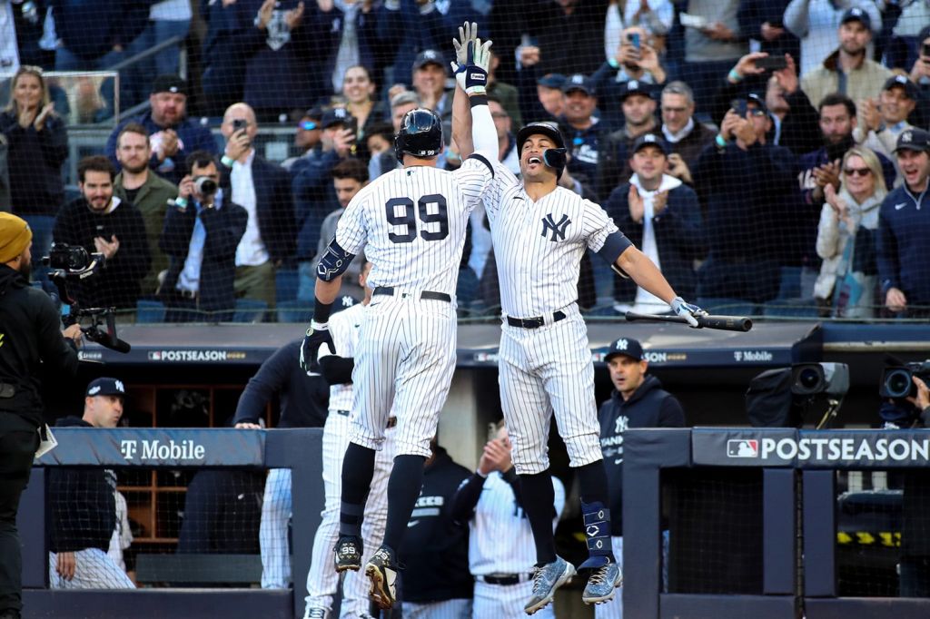 New York Yankees players Aaron Judge and Giancarlo Stanton