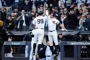 New York Yankees players Aaron Judge and Giancarlo Stanton