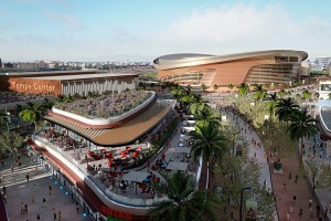 Artistic rendering of the proposed Tempe Arena development for the Arizona Coyotes.