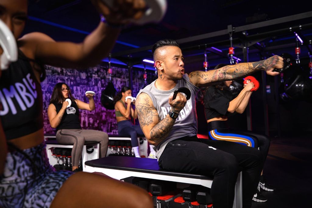 A boxing class by Xponential Fitness brand, Rumble.