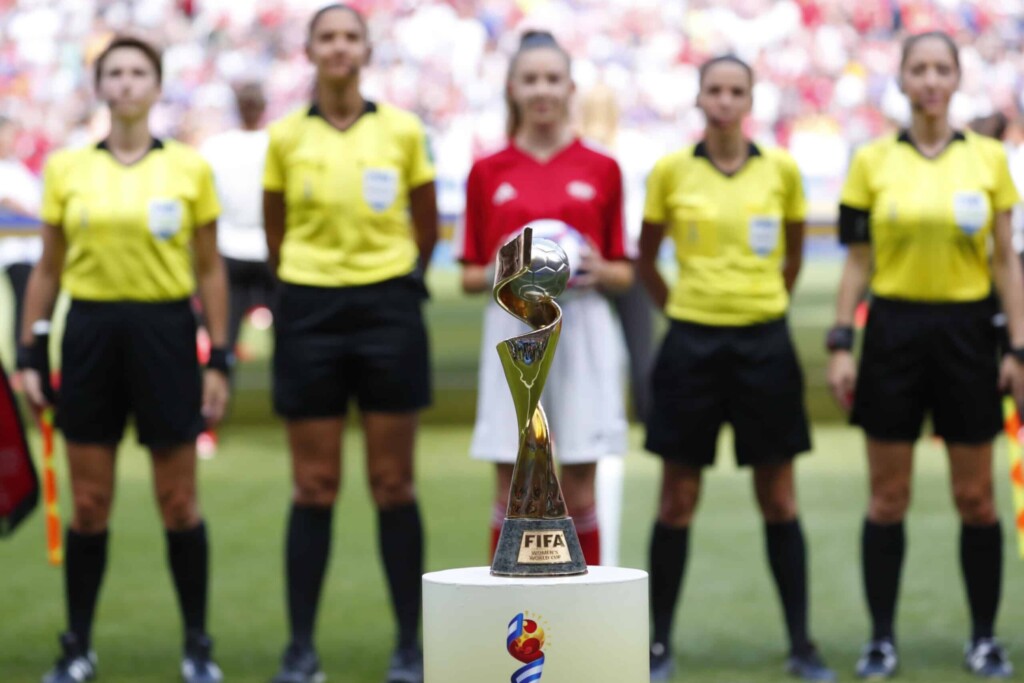 General view of the World Cup trophy before the championship match of the FIFA Women's World Cup France 2019.